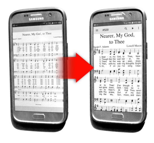 PDF vs. Mobile Hymns sheet music